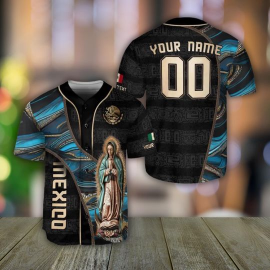 Discover Mexico Baseball Jersey Custom Name & Number Virgin of Guadalupe Shirt