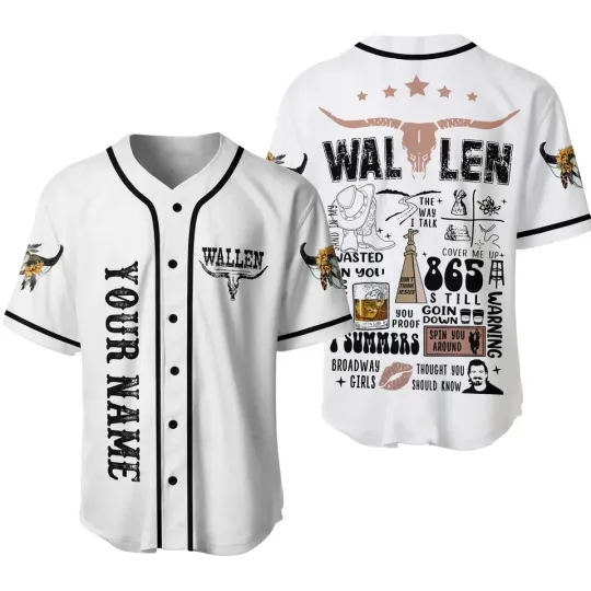 Discover Personalized White Wallen Baseball Jersey Shirt, Trending Baseball Shirt, Unisex
