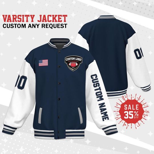 Discover Custom Varsity Jacket Team Cowboy Football for Men Women Youth, Personalize Name & Number and logo, Letterman Bomber Jacket for Football Fan