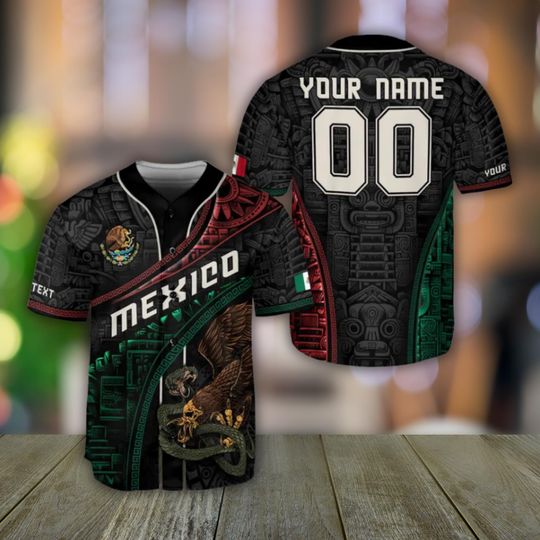 Mexico Baseball Jersey Custom Name & Number Aztec Eagle National Shirt