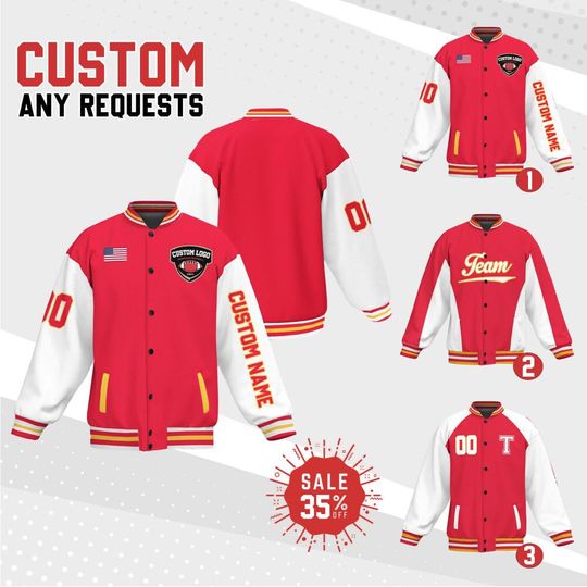 Discover Custom Varsity Jacket Team Chief Football for Men Women Youth, Personalized Name & Number and logo, Letterman Bomber Jacket for Football Fan