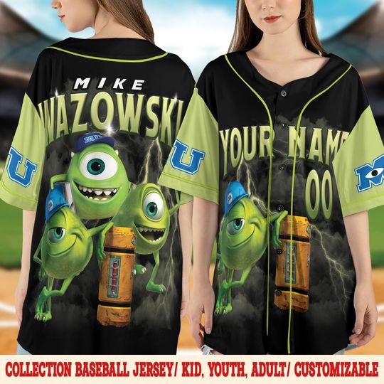 Discover Disney Monsters Inc Mike Monster Baseball Jersey Shirt for Kids, Youth, Adult  Mike & Sulley Matching Family Tee JCQJ01-1