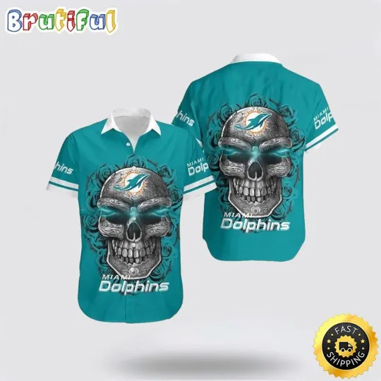 Discover football Miami Dolphins Hawaiian Shirt Skull Tropical Vibes Meet Football