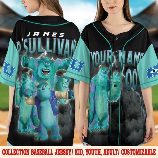 Discover Disney Monsters Inc Sullivan Monster Baseball Jersey Shirt for Kids, Youth, Adult  Mike & Sulley Matching Family Tee JCQJ01-2