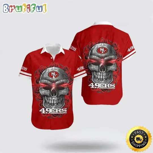 football San Francisco 49ers Hawaiian Shirt Skull Tropical Vibes Meet Football