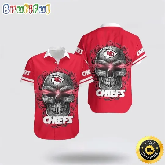 football Kansas City Chiefs Hawaiian Shirt Skull Tropical Vibes Meet Football