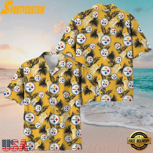 Discover Pittsburgh Football Team Steelerss Hawaiian Button Down Shirt Unisex Adults