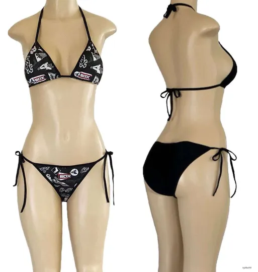 Chicago White Sox String Bikini Set, Two Piece Swimsuit Beachwear Sexy Bikini