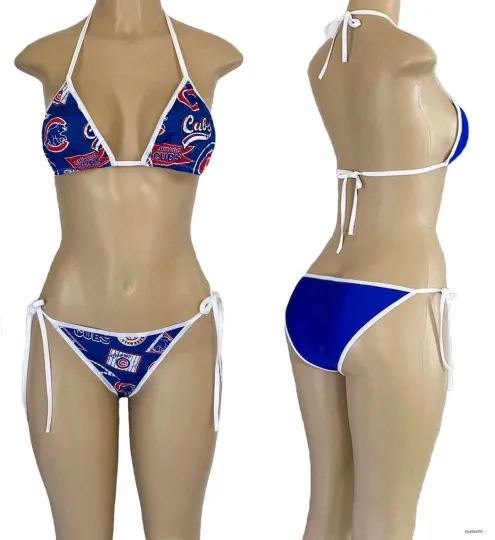 Discover Chicago Cubs String Bikini Set, Two Piece Swimsuit Beachwear Sexy Bikini