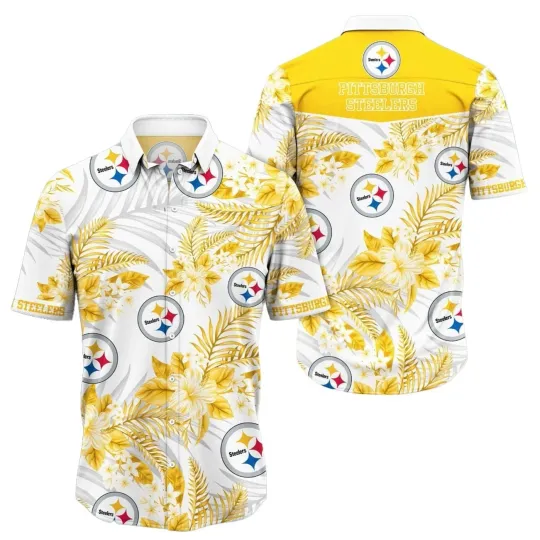 Discover Pittsburgh Football Team Steelerss Hawaiian Button Down Shirt Unisex Adults
