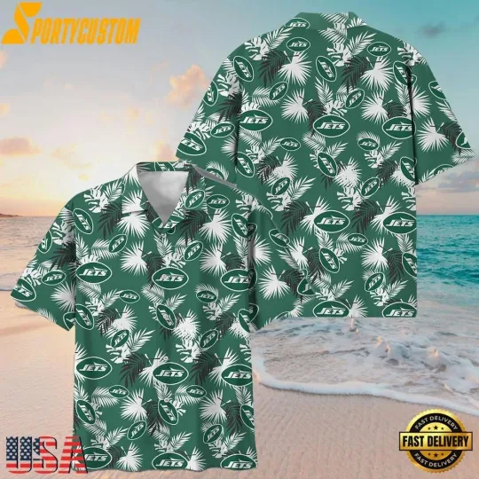Discover New York Football Team Jetss Hawaiian Button Down Shirt Unisex Adults