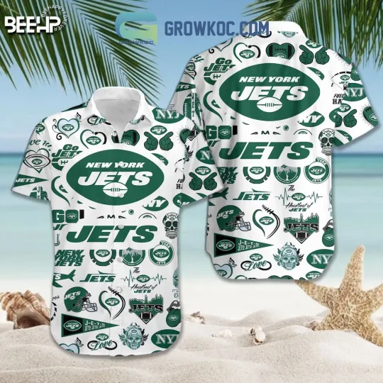 Discover New York Football Team Jetss Hawaiian Button Down Shirt Unisex Adults