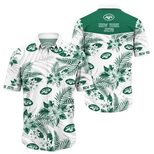 Discover New York Football Team Jetss Hawaiian Button Down Shirt Unisex Adults