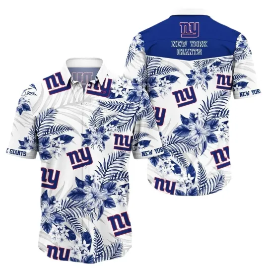 Discover New York Football Team Giantss Hawaiian Button Down Shirt Unisex Adults