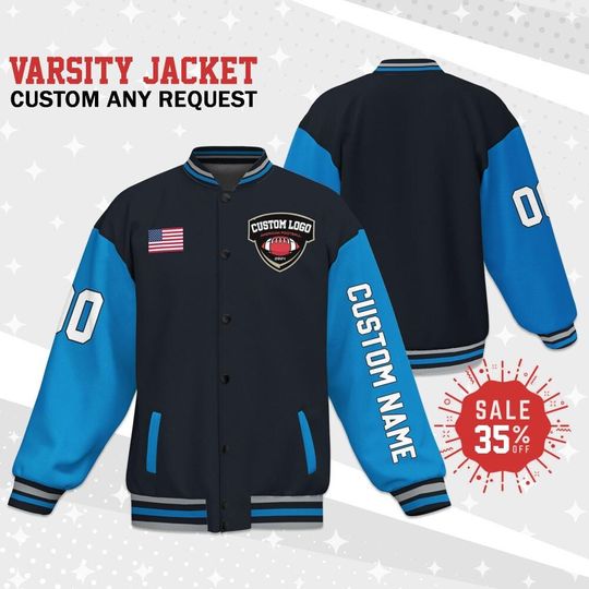 Discover Personalized Name Number Logo Varsity Jacket, Custom Varsity Jacket Team Panther Football, Adult and Kid Unisex Varsity sport season for Fan