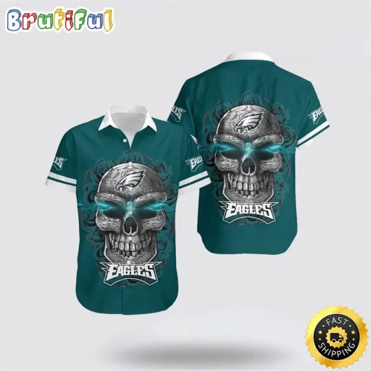 Discover football Philadelphia Eagles Hawaiian Shirt Skull Tropical Vibes Meet Football