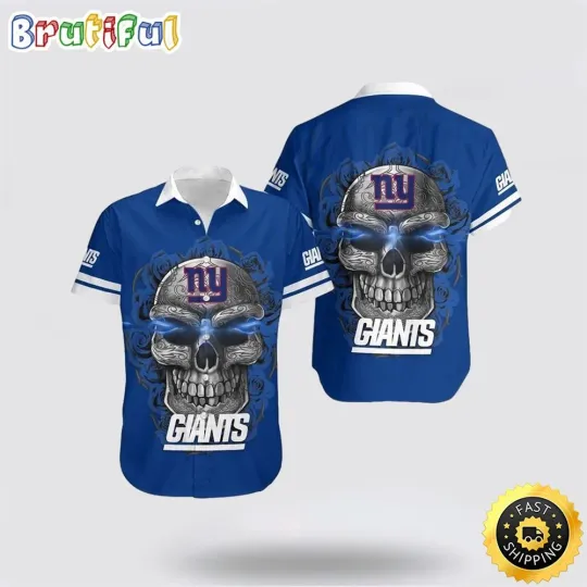 Discover football New York Giants Hawaiian Shirt Skull Tropical Vibes Meet Football