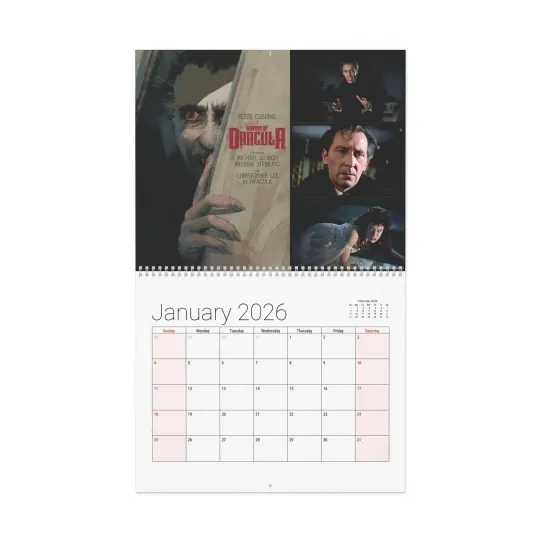 Discover Hammer Films 2026 Wall Calendar - Home Decor, Monthly, Movie Lover Gift