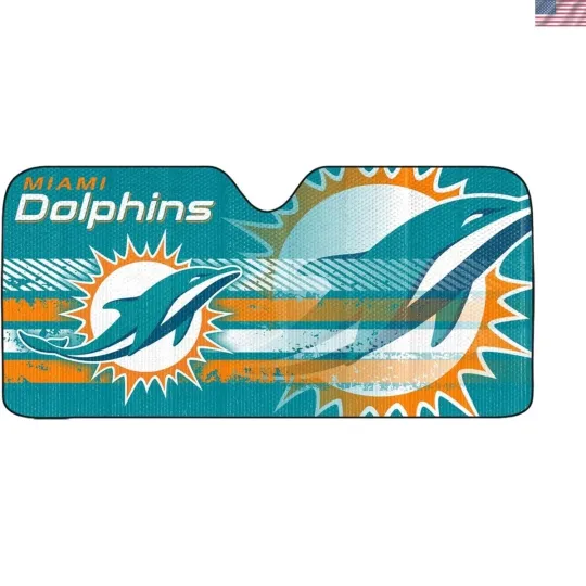 Discover Miami Dolphins Regalia Car Vehicle Sun Shade - Bold Graphics, Easy Fold