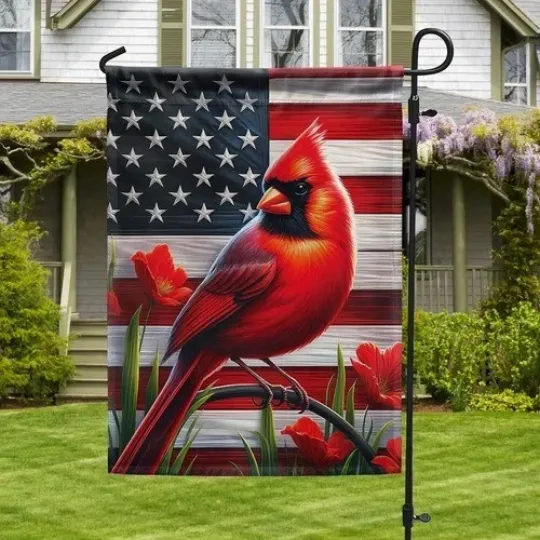 Discover Cardinal American Flag Graden Flag