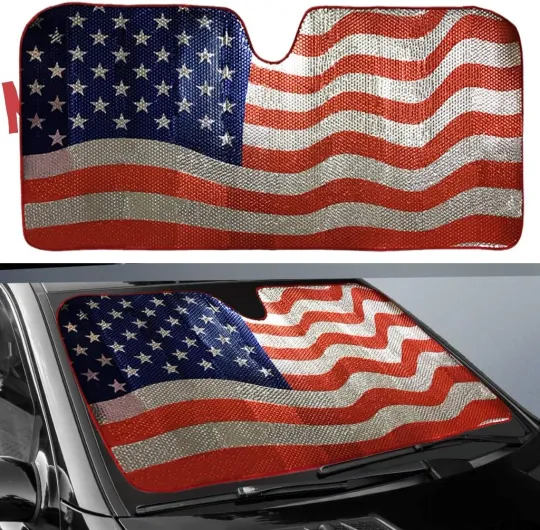 Discover Car Sun Shade, Windshield Sun Shade American Flag Sunshades Keep Vehicle Cool Be