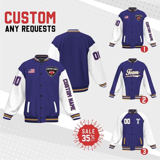 Discover Personalized Name Number Logo Varsity Jacket, Custom Varsity Jacket Team Raven Football, Adult and Kid Unisex Varsity sport season for Fan