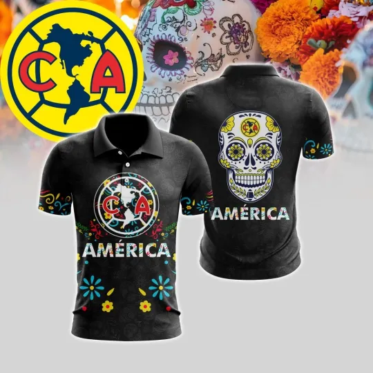 Discover LIGA MX Club America Polo Shirt Special Dia De Muertos