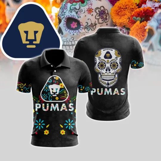 Discover LIGA MX Pumas UNAM Polo Shirt Special Dia De Muertos