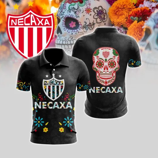 Discover LIGA MX Club Necaxa Polo Shirt Special Dia De Muertos