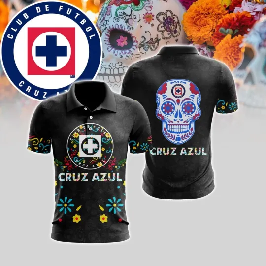 Discover LIGA MX Cruz Azul Polo Shirt  Special Dia De Muertos