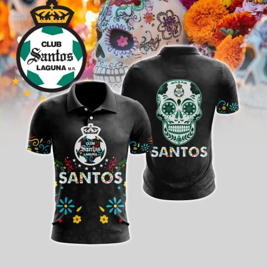 Discover LIGA MX Club Santos Laguna Polo Shirt Special Dia De Muertos