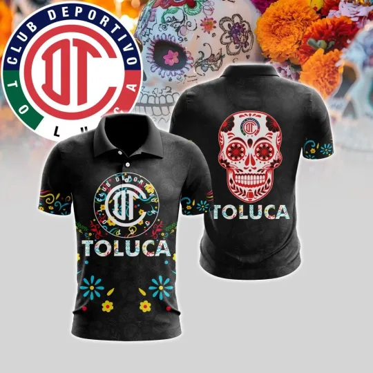 Discover LIGA MX Deportivo Toluca Polo Shirt Special Dia De Muertos