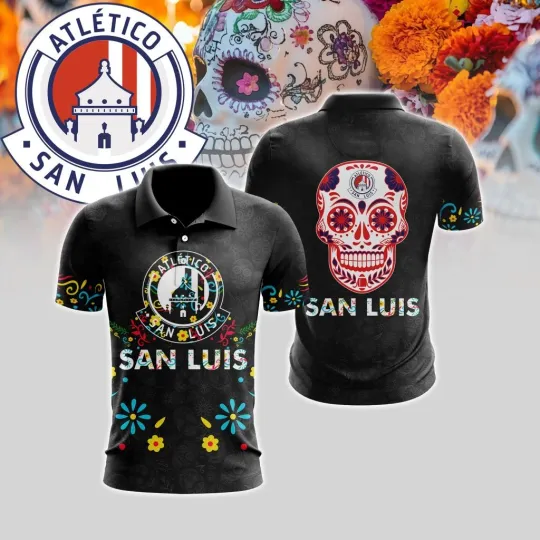 Discover LIGA MX Atletico San Luis Polo Shirt Special Dia De Muertos
