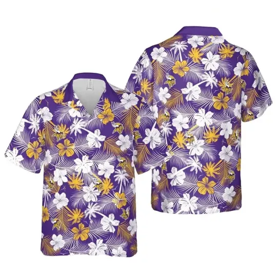 Discover Minnesota Football Team Vikingss Hawaiian Shirt, Button Down Full Size S-5XL