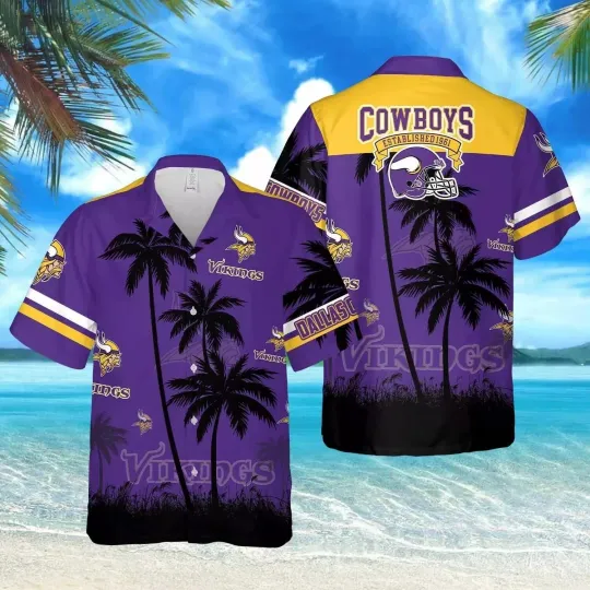 Discover Minnesota Football Team Vikingss Hawaiian Shirt, Button Down Full Size S-5XL