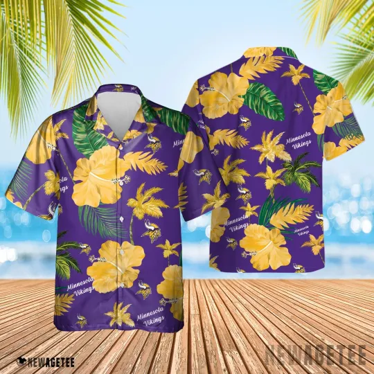 Discover Minnesota Football Team Vikingss Hawaiian Button Down Shirt Unisex Adults S-5XL