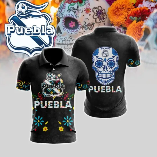 Discover LIGA MX Club Puebla Polo Shirt Special Dia De Muertos