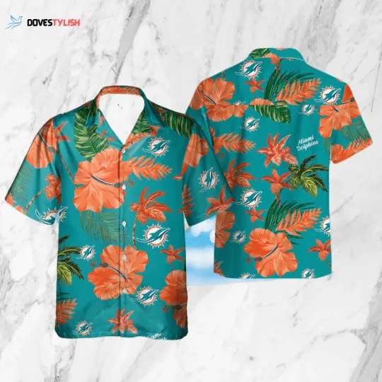 Discover Miami Football Team Dolphinss Hawaiian Button Down Shirt Unisex Adults S-5XL