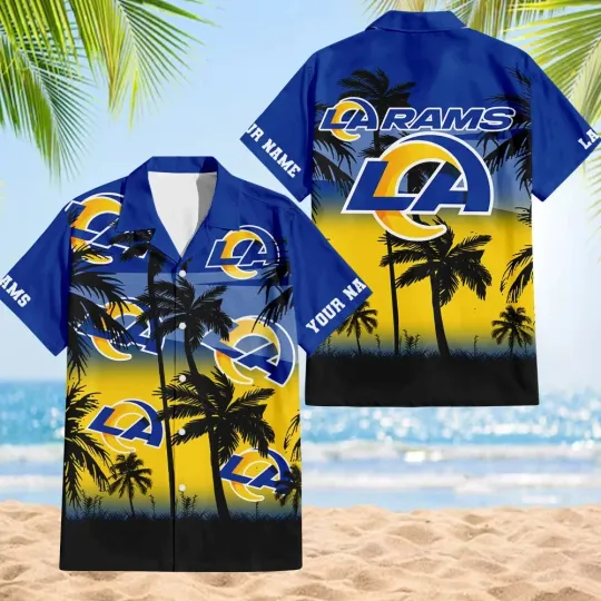 Discover Los Angeles Football Team Ramss Hawaiian Button Down Shirt Unisex Adults S-5XL