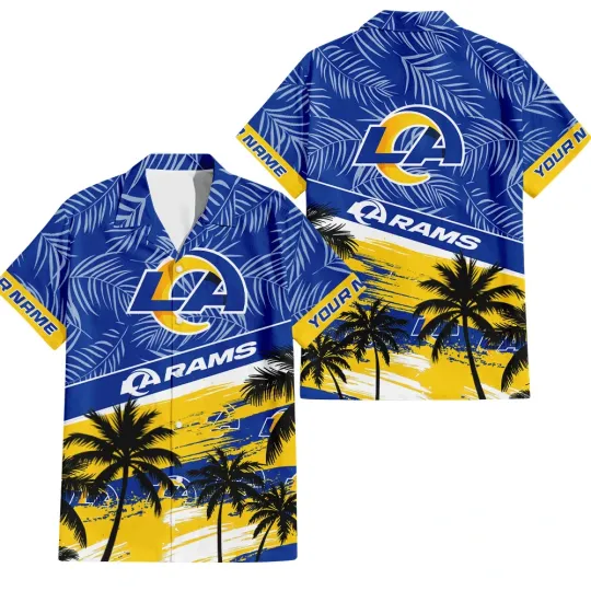 Discover Los Angeles Football Team Ramss Hawaiian Button Down Shirt Unisex Adults S-5XL