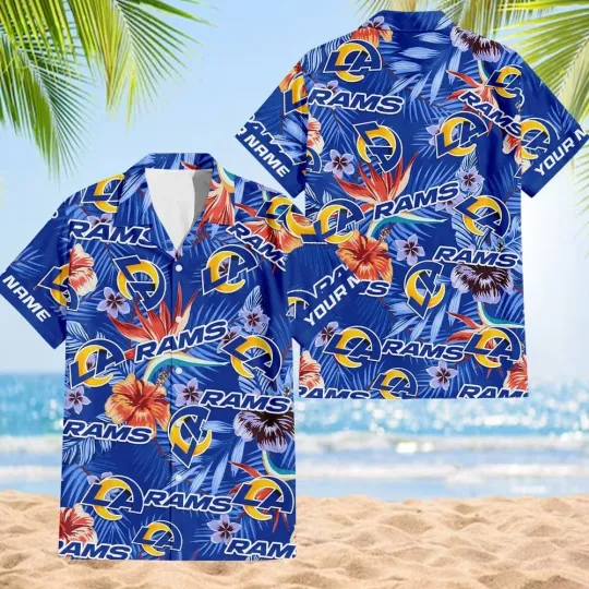 Discover Los Angeles Football Team Ramss Hawaiian Button Down Shirt Unisex Adults S-5XL