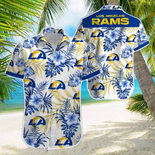 Discover Los Angeles Football Team Ramss Hawaiian Button Down Shirt Unisex Adults S-5XL