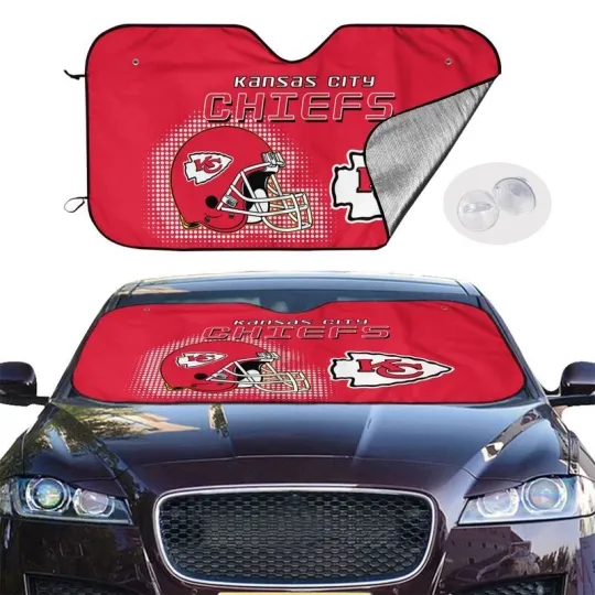 Discover Kansas City Chiefs Car Windshield Sunshade Helmet Style Car Sunshade Heatproof