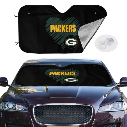 Discover Green Bay Packers Car Windshield Sunshade "Love Style" Black Car Sunshade