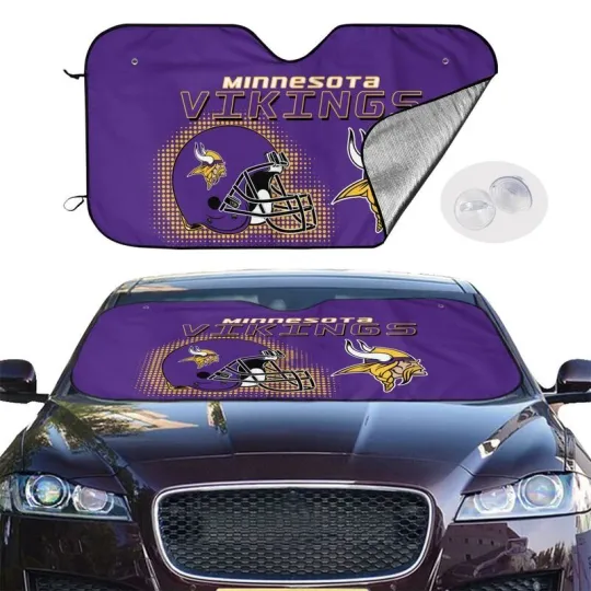 Discover Minnesota Vikings Car Windshield Sunshade Helmet Style Car Sunshade Heatproof