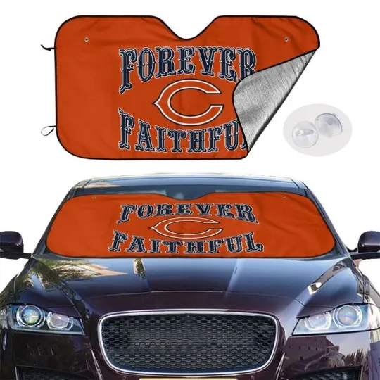 Discover Chicago Bears Car Windshield Sunshade "forever faithul" Sunshade Heatproof