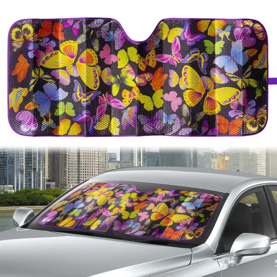 Discover Universal Purple Accordion Sun Shade Car Care Protection 63'' X 28.5'' 1 Count
