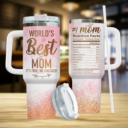 Discover 40oz Mom Tumbler with Handle, Mother's Day Travel Mug, Gift for Mom