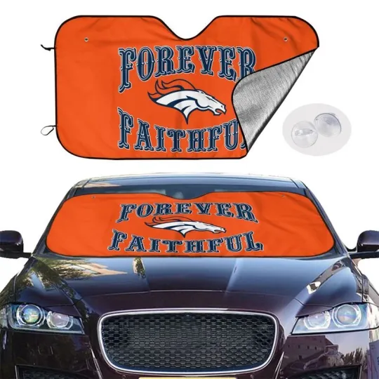 Discover Denver Broncos Car Windshield Sunshade "forever faithul" Car Sunshade Heatproof