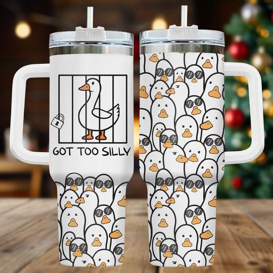 Discover Duck Silly 40oz Tumbler with Handle, Funny Travel Mug, Duck Lover Gift